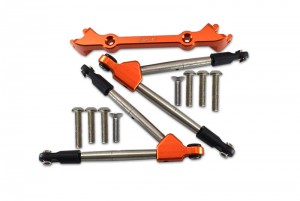 GPM RUS4049F ALUMINUM FRONT TIE RODS WITH STABILIZER FOR C HUB TRAXXAS 1/10 RUSTLER 4X4 VXL 67076-4 - ORANGE - RUS4049F-OR
