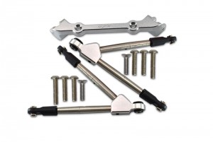 GPM RUS4049F ALUMINUM FRONT TIE RODS WITH STABILIZER FOR C HUB TRAXXAS 1/10 RUSTLER 4X4 VXL 67076-4 - SILVER - RUS4049F-S