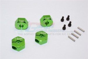 GPM AX010/14X7MM ALLOY HEX ADAPTER (14MMX7MM)-4PCS SET  FOR OPTIONAL 14MM HEX WHEEL AXIAL EXO TERRA BUGGY - AX010/14X7MM-G