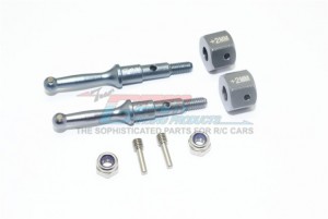 GPM T3023R/+2MM ALUMINUM REAR WHEEL SHAFT W. HEX ADAPTER (+2MM) TAMIYA 1/8 T3-01 DANCING RIDER 57405 - GUN SILVER - T3023R/+2MM-GS