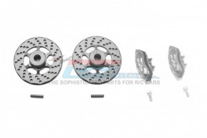 GPM GT006AB ALUMINUM FRONT/REAR BRAKE DISK+BRAKE CALIPER TRAXXAS 1/10 4WD FORD GT4 TEC 2.0 /  4-TEC 3.0 93054 - GUN SILVER - GT006AB-GS