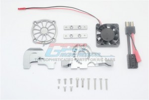 GPM TRX4038GCAB ALUMINUM MOTOR MOUNT W/ UPPER SPUR GEAR CASE COVER W. COOLING FAN TRAXXAS TRX-4 - GUN SILVER - TRX4038GCAB-GS