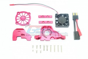 GPM TRX4038GCAB ALUMINUM MOTOR MOUNT W/ UPPER SPUR GEAR CASE COVER W. COOLING FAN TRAXXAS TRX-4 - RED - TRX4038GCAB-R