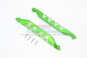 GPM TXMS014X 8923 ALUMINUM CHASSIS NERF BARS (SILVER INLAY VERSION)  TRAXXAS MAXX MONSTER - GREEN - TXMS014X-G