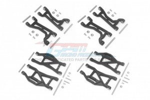 GPM TXMS5455 ALUMINIUM FRONT And REAR UPPER And LOWER ARMS Combo Set TRAXXAS MAXX - BLACK - TXMS5455-BK