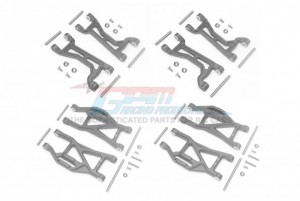 GPM TXMS5455 ALUMINIUM FRONT And REAR UPPER And LOWER ARMS Combo Set TRAXXAS MAXX - GUN SILVER - TXMS5455-GS