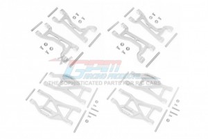 GPM TXMS5455 ALUMINIUM FRONT And REAR UPPER And LOWER ARMS Combo Set TRAXXAS MAXX - SILVER - TXMS5455-S