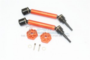 GPM TXMS123HEX HARDEN STEEL ALUMINUM FRONT/REAR ADJUSTABLE CVD DRIVE SHAFT+HEX ADAPTER TRAXXAS MAXX - ORANGE - TXMS123HEX-OR